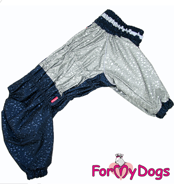 FOR MY DOG Дождевик "Капли" синий/серебро для мальчиков 636/3SS-2022M
