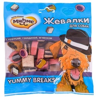 Мнямс лакомство для собак "Жевалки YUMMY BREAKS" с курицей, говядиной и ягненком 704154