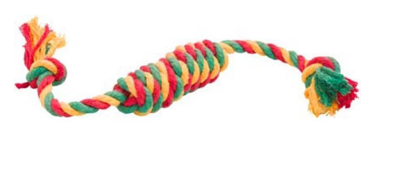 Игрушка для мелких пород Сарделька канатная DL малая желтый-зеленый-красный, Доглайк