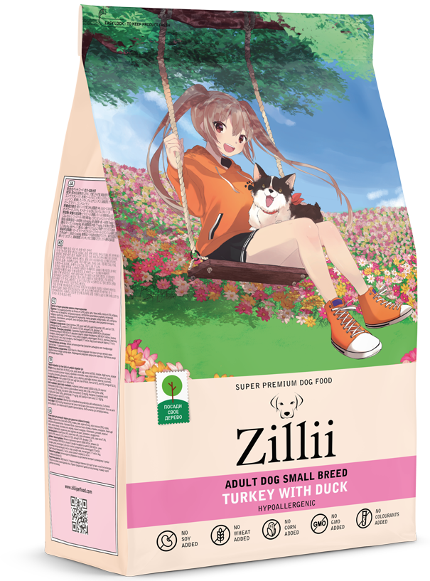 ZILLII (Зилли) Adult Small Breed сухой корм для собак мелких пород с индейкой и уткой, 800 г