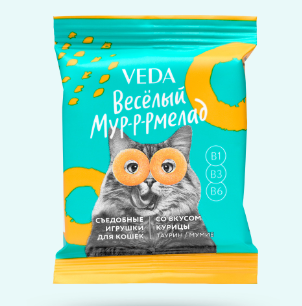 Лакомство д/кошек Веселый Мур-р-рмелад 6 г (с курицей) 540067
