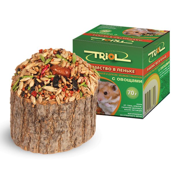 Лакомство д/грыз, в пеньке с овощами 70 г Triol