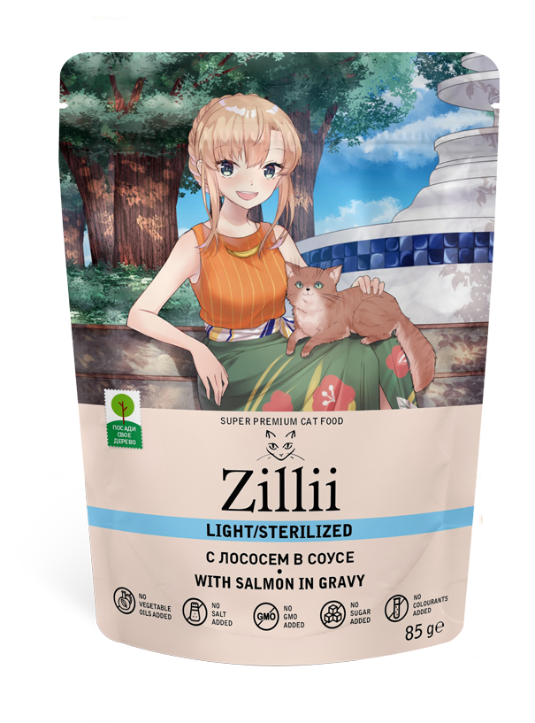 ZILLII (Зилли) влажный корм для стерилизованных кошек лосось в соусе 85 г