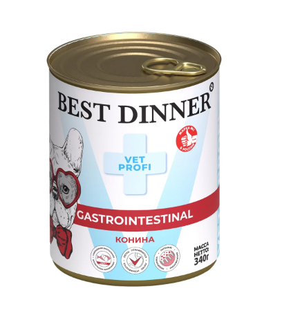 Корм BEST DINNER консервы VP GASTRO ЖКТ для собак и щенков конина 340 г