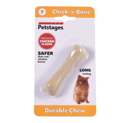 Petstages игрушка для собак Chick-A-Bone косточка с ароматом курицы 8 см очень маленькая 67339