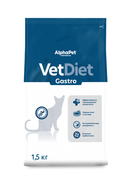 ALPHAPET (АльфаПет)  VET DIET GASTROINTESTINAL сухой корм для взрослых кошек 1,5 кг