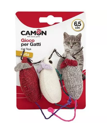 Игрушка Мышь джутовая, 6,5 см 3 шт/упак 12712 Camon