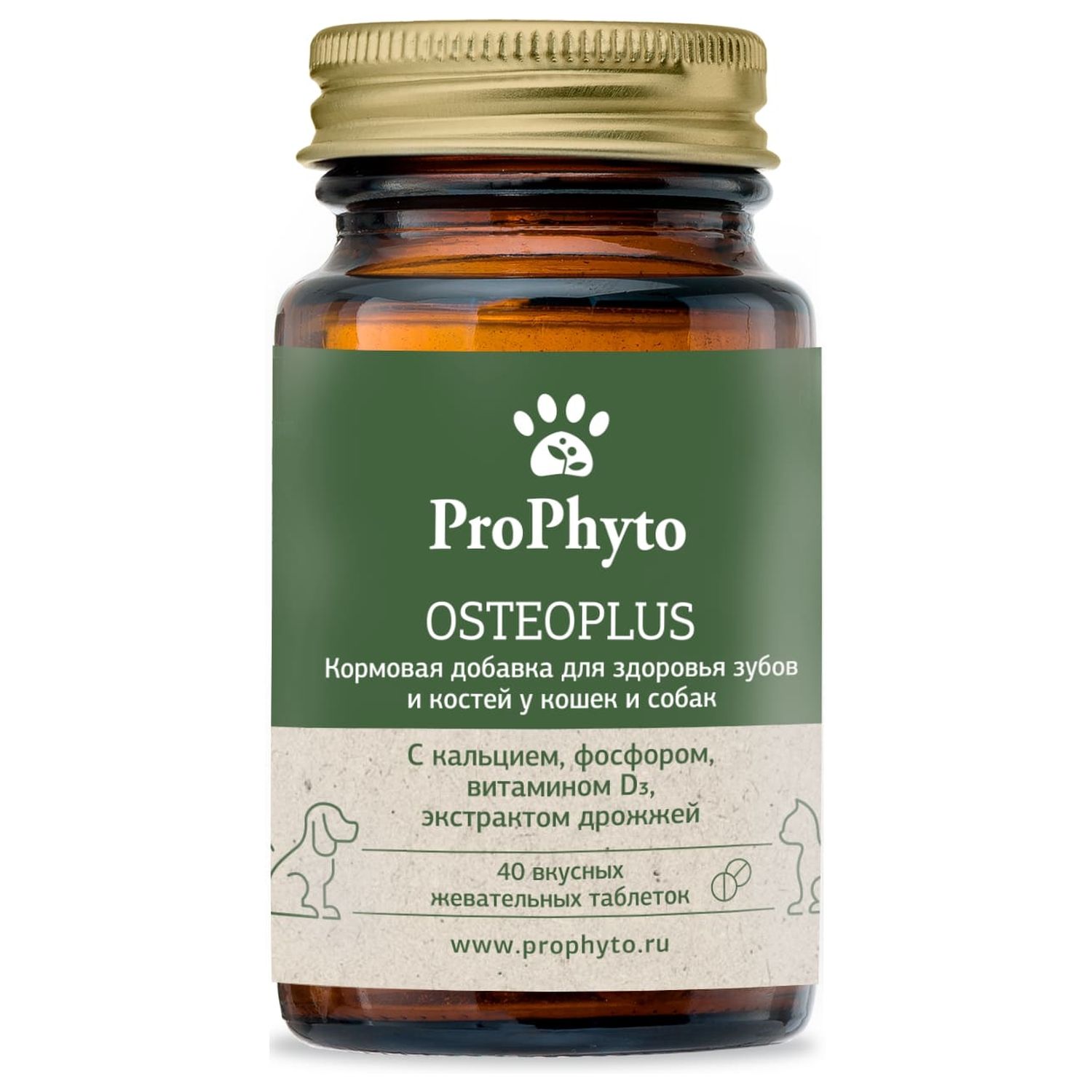 ProPhyto (Профито) Остеоплюс витамины для здоровья зубов и костей у кошек и собак, 40 таблеток