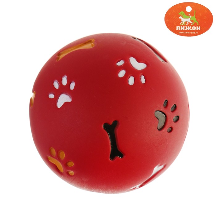 Игрушка для мелких пород шар под лакомства Косточки и лапки 7,5 см, Симамарт