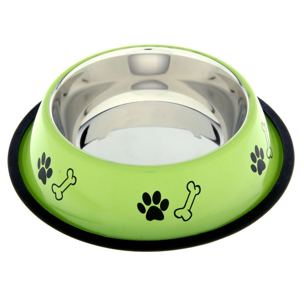 Миска металлическая нескользящая цветная с рисунком 470 мл