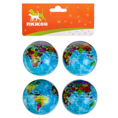Игрушка мячик зефирный "Карта мира" 6,3см микс цветов арт.1741084 Sima