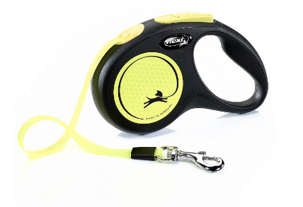 FLEXI Рулетка NEW NEON S ремень 5 м до 15 кг, черный/ неон желтый