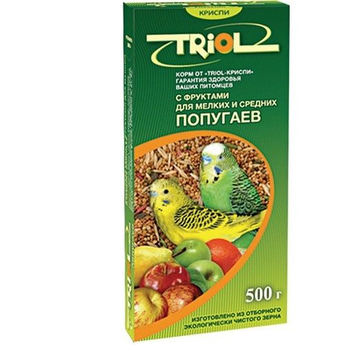Триол Криспи с фруктами д/мелких и средних попугаев 500 г