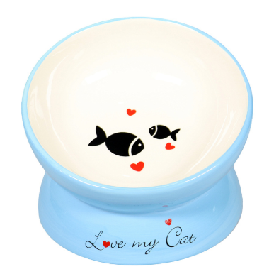 Миска керамическая на подставке для кошек 120 мл, голубая Mr.Kranch