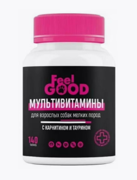 FeelGOOD Мультивитамины для взрослых собак мелких пород с карнитином и таурином, 140 табл.