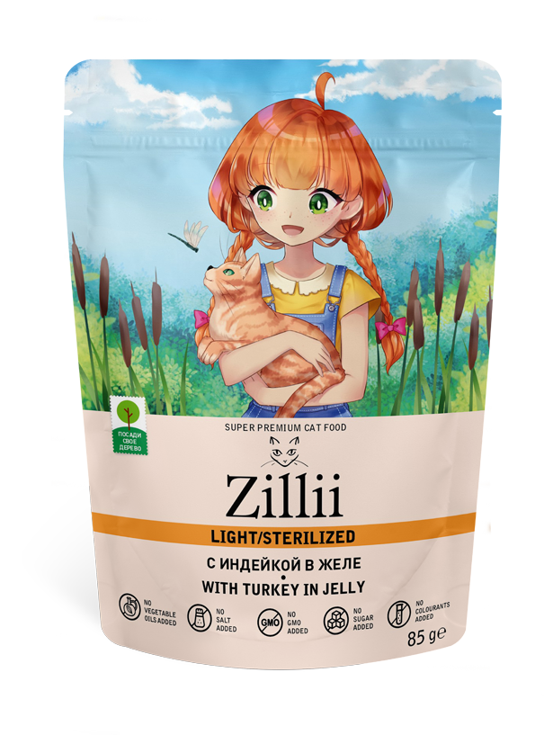 ZILLII (Зилли) влажный корм для стерилизованных кошек индейка в желе 85 г