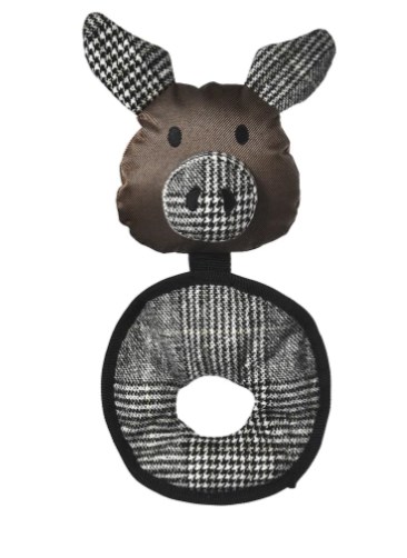 Pet-it игрушка для собак, серия Oxford, мягкая Свинка-кольцо с пищалкой, 17x33.5 см