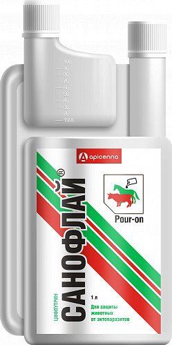 Санофлай для защиты животных от двухкрылых насекомых 1 л, Апиценна
