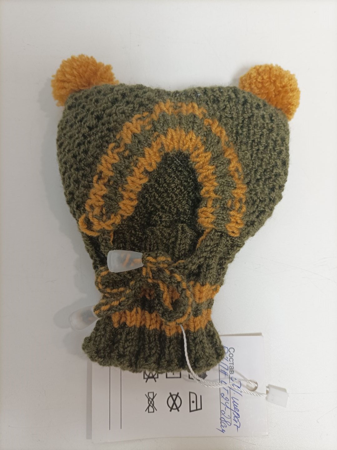 Шапочка зелёная ушки Hand made