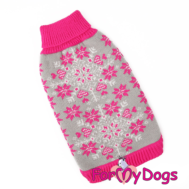 FOR MY DOG Свитер вязаный серо/розовый (18-20) FW832-2019