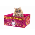 Домик-коробка с мех.матрасом "Домик киски" сер."Киса Мурыса" открытая 35,5*28,5*16,3 см 122930 Sima