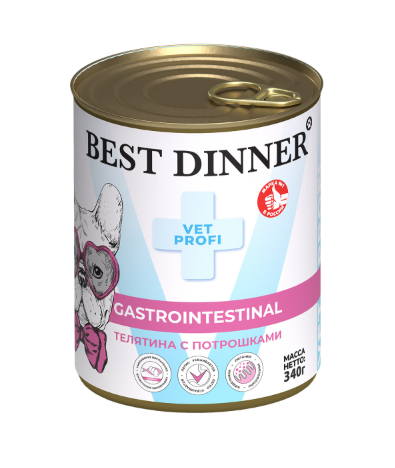 Корм BEST DINNER консервы VP GASTRO ЖКТ для собак и щенков телятина потрошки 340 г
