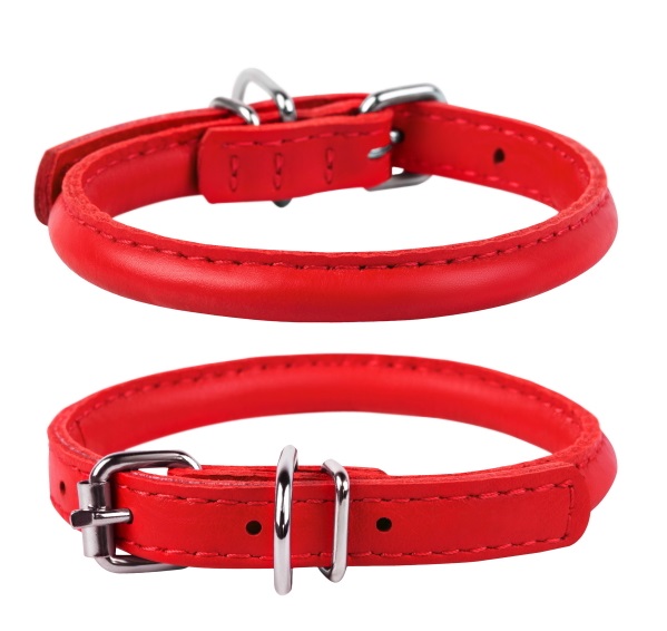 Ошейник WAUDOG GLAMOUR круглый с адресником (диаметр 8мм, длина 20-25) красный 34743