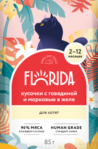 Florida (Флорида) Cat влажный корм для котят говядина в соусе 85 г
