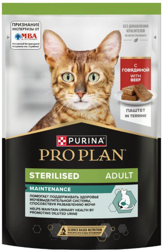 PRO PLAN (Про План) STERILISED паштет для стерилизованных кошек с говядиной, 75 г