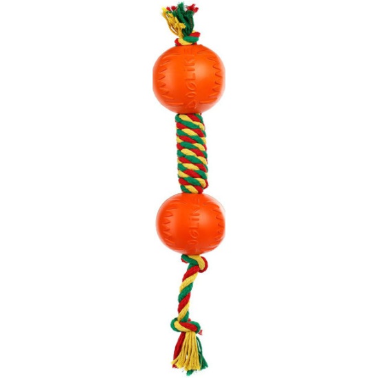 Гантель для крупных пород канатная DL большая желтый-зеленый-красный, ДОГЛАЙК