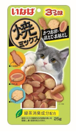 INABA Лакомство запеченое для кошек Yakimiksu со вкусом кацуобуси,морского гребешка бульона 25 г