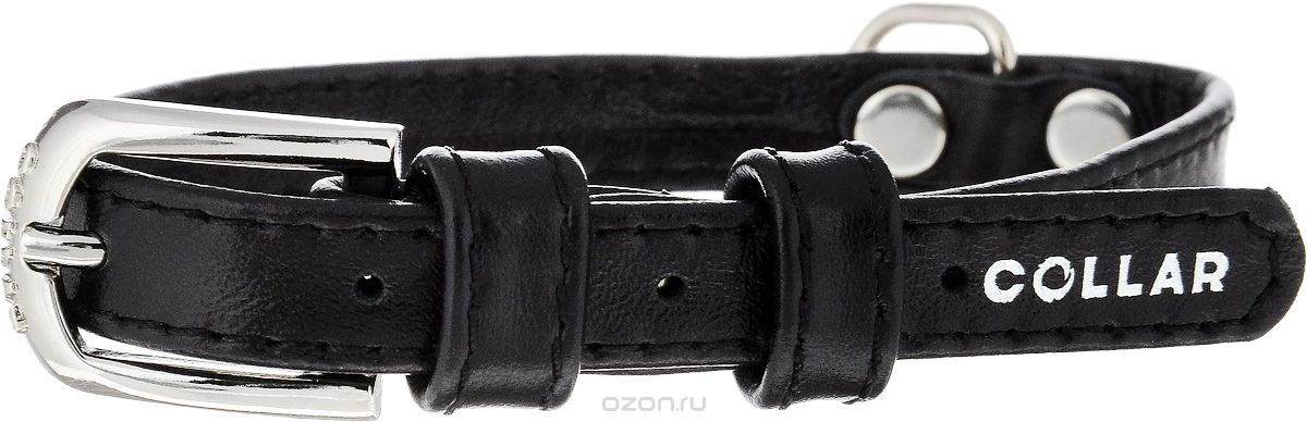 Ошейник "Collar Glamour" без украшений шир 12мм дл 21-29см черный 32561