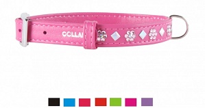 Ошейник "Collar Glamour" с клеевыми стразами ш. 12 мм д. 21-29 см  синий. 32682