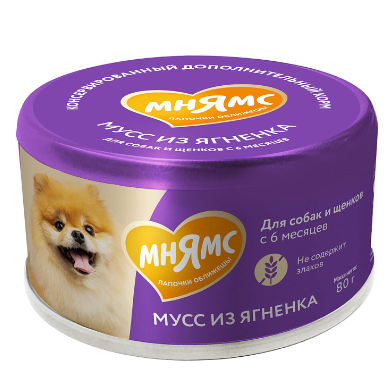 Мнямс Мусс из ягненка для собак и щенков старше 6 месяцев 80 г