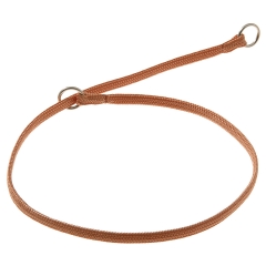 Ошейник-удавка с 2-я кольцами (лента-чулок) 5 мм, 40 см св.-коричневый 76-2999