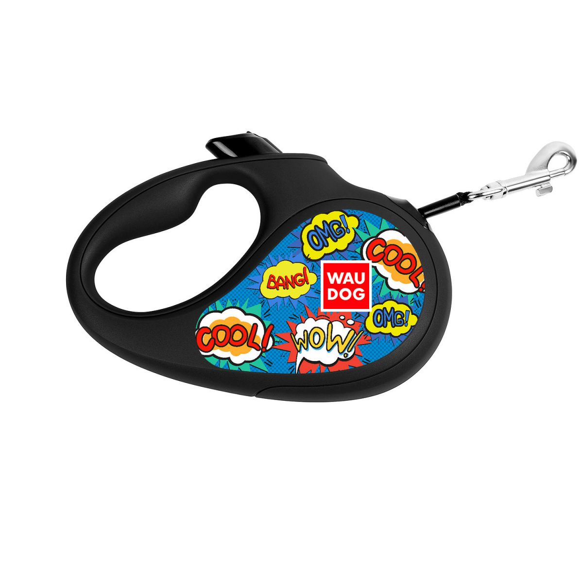 Поводок-рулетка WAUDOG R-leash "ВАУ", S, до 15 кг, 5 м, светоотраж. лента черный 8124-0087-01