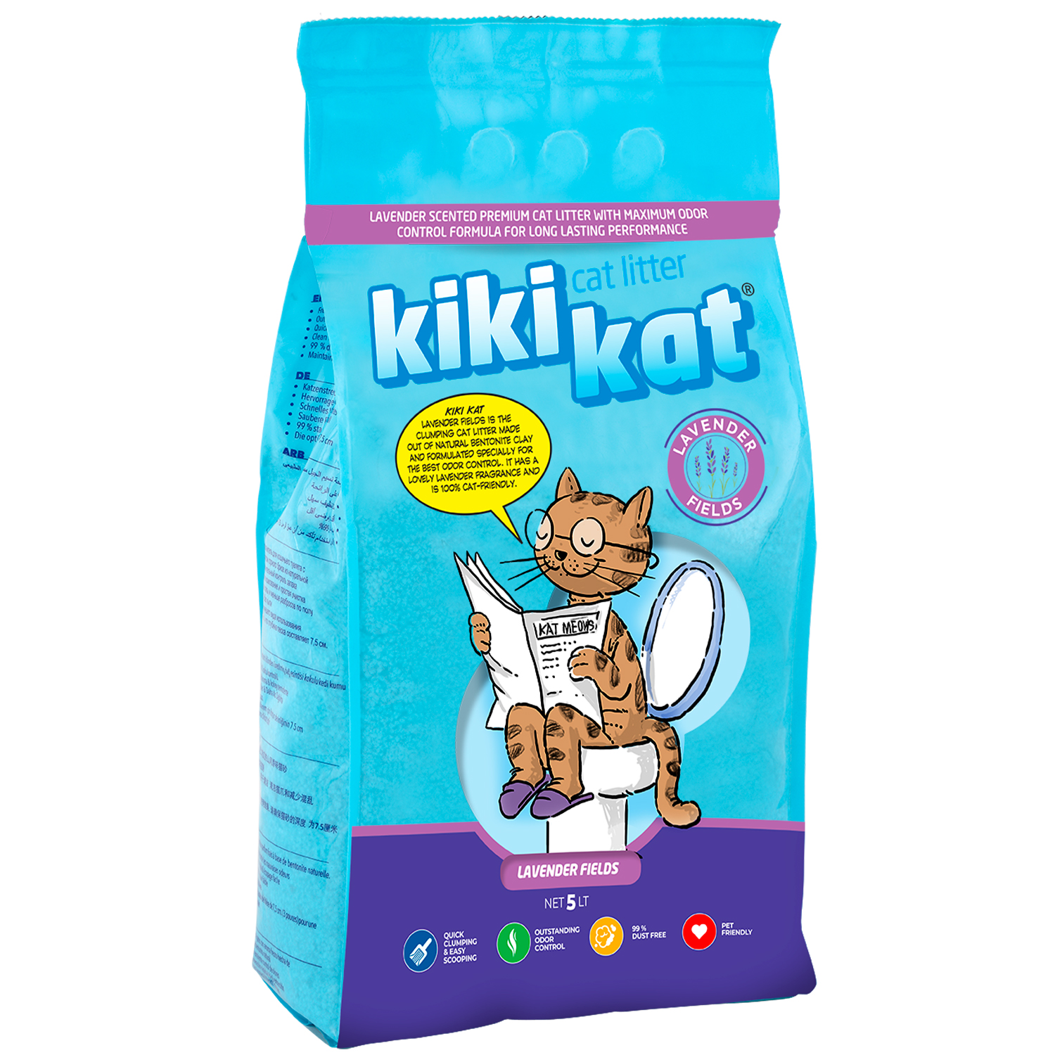 Наполнитель для кошачьего туалета "KikiKat" супер-белый комкующийся с ароматом "Лаванда" 5 л