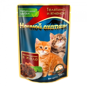 Ночной Охотник 100 г телятина и ягненок в желе для котят 60232