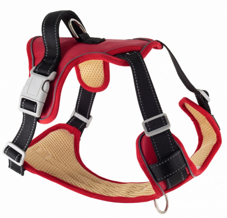 Шлейка КАСКАД нейлоновая "SPORT-2" с ручкой, размер XL, обх.груди 68-114 см, красно-черная