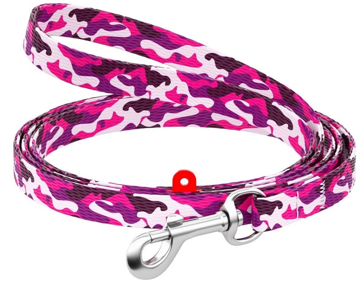 Поводок  WAUDOG Nylon с рис."Розовый камо" (ширина 10мм, длина 122см)  5242