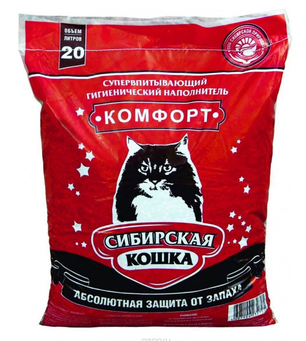 Наполнитель Сибирская кошка супервпитывающий "Комфорт" впитывающий 20 л 