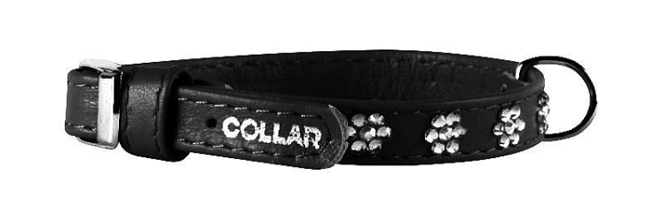 Ошейник "Collar Glamour" с клеевыми стразами "Цветочек" черный (шир 20мм дл 30-39см) 32021