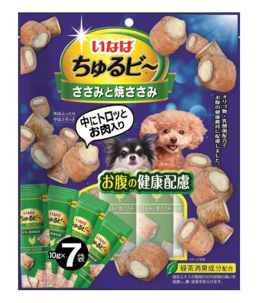 INABA Лакомство для собак Churu Bee Запеченные трубочки Куриное филе для здоровья ЖКТ 10г*7шт Инаба