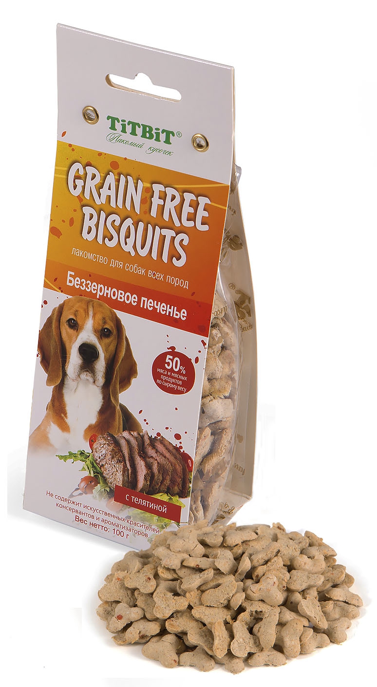 Печенье Grain Free беззерновое с мясом телятиной 100 г 006528 TiTBiT