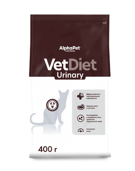 ALPHAPET (АльфаПет)  VET DIET URINARY сухой корм для взрослых кошек (индейка) 0,4 кг