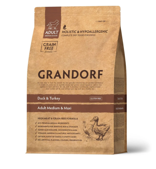 Grandorf (Грандорф) корм для взрослых собак средних и крупных пород утка с индейкой 10 кг