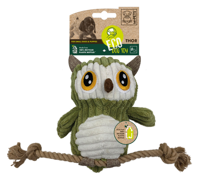 Игрушка мягкая для собак Сова с канатом, 30 см, MPets