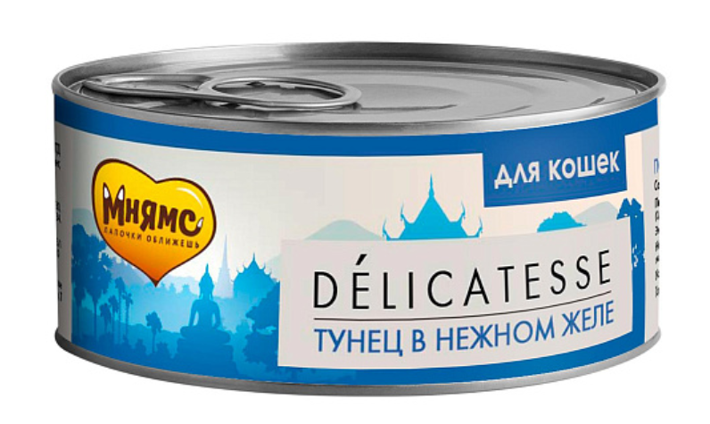 Мнямс delicatesse влажный корм для взрослых кошек тунец в нежном желе 70 г