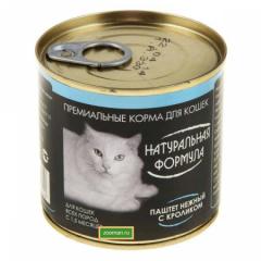 Натуральная формула консервы для кошек, ж/б, паштет нежный с кроликом 250 г 