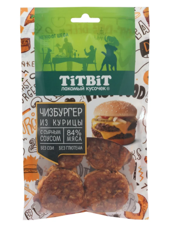 Лакомство для собак чизбургер из курицы 120 г TitBiT (поштучно)